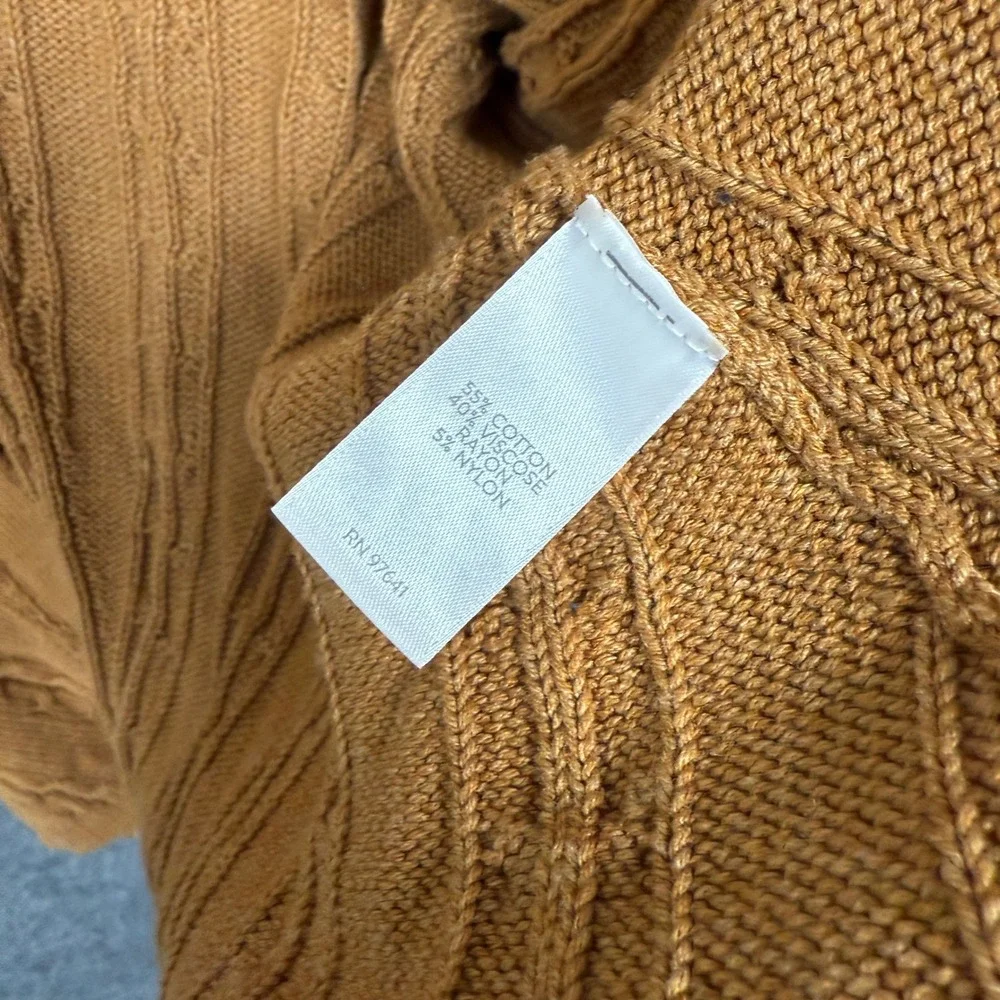 J.Jill‎ Petites Size XL Cardigan Brown Chunky Cable Knit Open Front Cotton Nylon